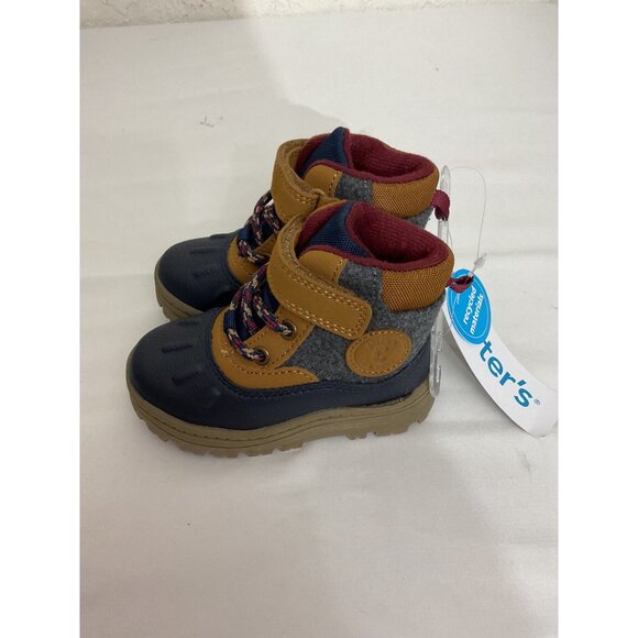 Carters Toddler Boys Frederick Brown & Navy Winter Boots Size 5M With Velcro Str - Picture 3 of 6